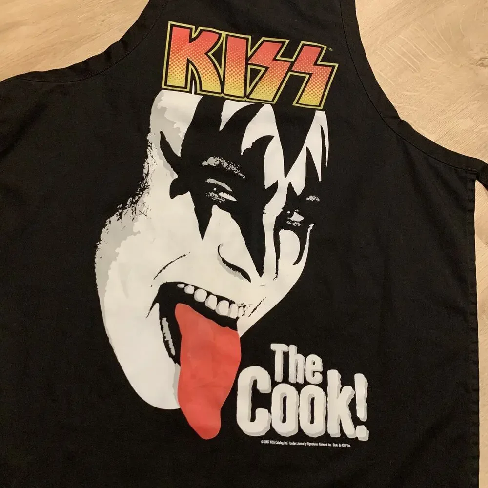 KISS The Cook Gene Simmons Demon Tongue Chef Kitchen Apron Adult Rock Band 2007